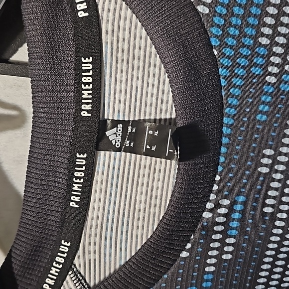 Adidas Primeblue Blue Black Logo Tee Shirt NWT XL - Picture 9 of 12